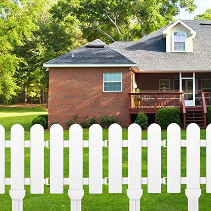 ELECLAND 12 Pieces Garden Fence with 12 Pieces Fence Insert White Plastic Fence Garden Picket Fence Edgings Lawn Flowerbeds Plant Borders Decorative Garden Yard