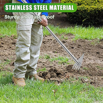BARAYSTUS 2‑in‑1 Garden Hoe & Weed Rake with Long Handle for Weeding - size: Small Head: 3.1" W x 7.4" H