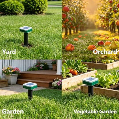Tirgo Mole Repellent Solar Powered Ultrasonic Snake Repeller for Yard 4 Pcs