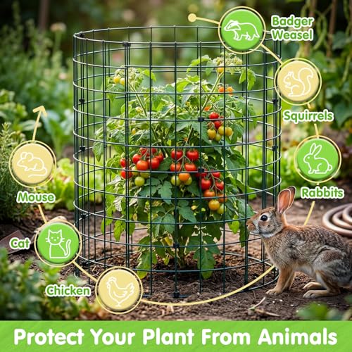 10 Pack Round Plant Protector from Animals – 30pcs 12" × 12" Metal Wire Mesh Garden Plant Cages Wire Plant Covers Pre-Bent Metal Mesh for Seedling Raised Bed Garden Protection for Vegetables Flower