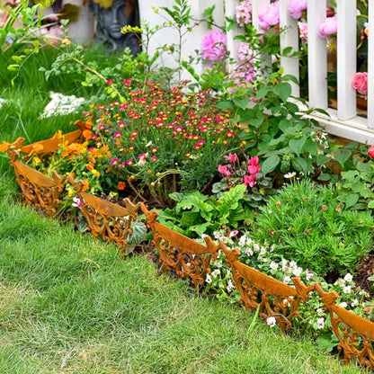 Sungmor Cast Iron Garden Edging Border, 9.9 Inches Tall, 4 Pack Rust - color: Full Rusted - 10inch Tall