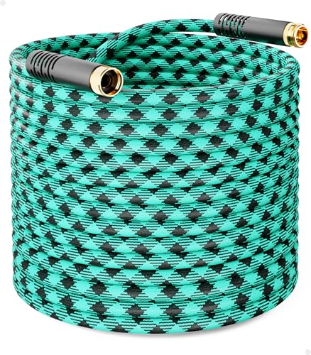WELLUCK 50 FT Garden Hose - Flexible Water Hose, Lightweight Non-Expanding hose, Leak proof, Pressure Resistant for Yard, Outdoor, 3/4 Inch Solid Brass Fittings and 5-Layer PVC Core - size: 3/4 in x 50FT, style: Blue