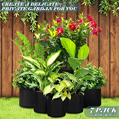 Hoolerry 7 Pack Black Plant Grow Bags, 4 Sizes Fabric Pots with Handles