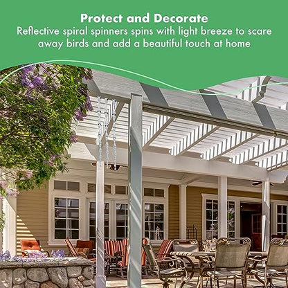 Bird Deterrent - Bird Reflective Repellent Outdoor Devices - Bird Scare Devices - Window Reflector Deterrents - Wind Twisting Bird Scare Rods - Holographic Devices (12 inch, Set of 5)