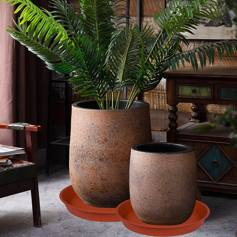 4 Pack of 18 19 inch Plant Saucer, Deep Heavy Duty Plastic Saucer 18" Round, Plant Tray for Pots, Plant Saucers for Indoors, Plant Trays for Planter 17-20" (19 inch, Terracotta) - size: 19" (4 pack)