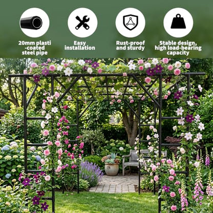 Garvee Large Grape Vine & Cucumber Trellis, 132 inches Garden Arch Trellis - size: 11 x 7.7 x 7.5 Ft T-Insert-Fit