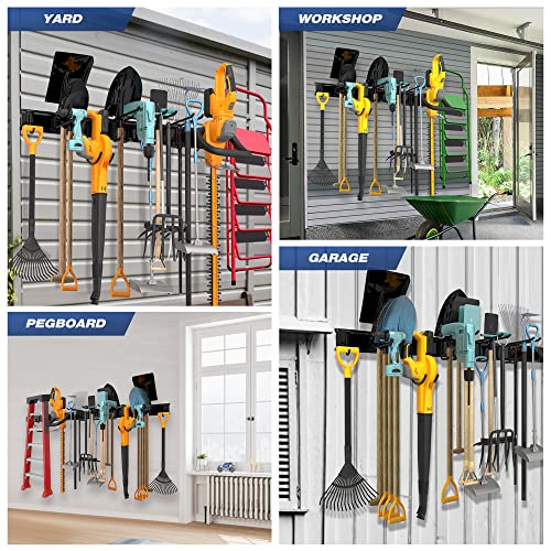 Sttoraboks Garage Wall Organizer, Heavy Duty Tool Hangers for Garage Wall with 8 Double Hooks & 3 Rails, Tool Organizer Wall Mount, Garage Hanging Storage Rack for Shovel, Rake, Broom and Ski Gear - size: 51inch 3 panels+8 hooks