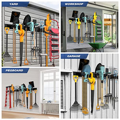 Sttoraboks Garage Wall Organizer, Heavy Duty Tool Hangers for Garage Wall with 8 Double Hooks & 3 Rails, Tool Organizer Wall Mount, Garage Hanging Storage Rack for Shovel, Rake, Broom and Ski Gear - size: 51inch 3 panels+8 hooks