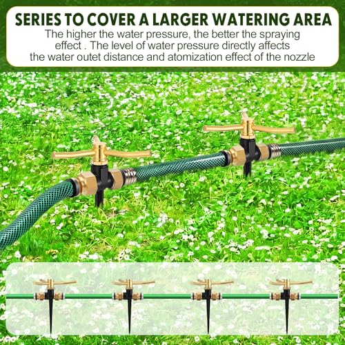 6 Pack Metal Lawn Sprinklers for Yard with Brass Nozzle & Aluminum Alloy Spike Base, Adjustable Automatic Garden Water Sprinkler System with Screen Gasket for Yard Lawn Greenhouse(Black) - color: Black