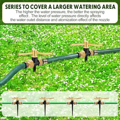 6 Pack Metal Lawn Sprinklers for Yard with Brass Nozzle & Aluminum Alloy Spike Base, Adjustable Automatic Garden Water Sprinkler System with Screen Gasket for Yard Lawn Greenhouse(Black) - color: Black