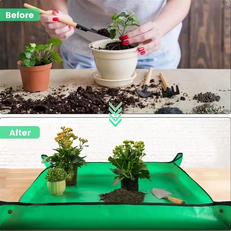 Portable Waterproof Gardening Mat – 26in Plant Potting & Repotting Mat for Indoor Gardening, Succulent Transplanting, Seed Starter Tray, Plant Accessories, Gardening Essentials, Greenhouse Floor