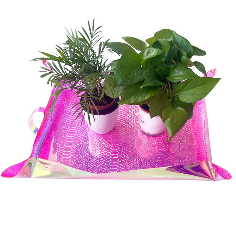 Kasepie Pink PVC Plant Repotting Mat, 19x27 Inch, Foldable Dirt Control Tray for Indoor Transplanting, Gardening Gift for Women and Men (Pink+Snake Pattern) - color: Pink+snake Pattern