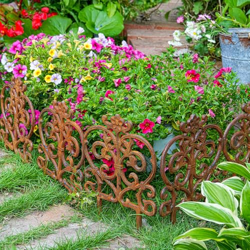 Sungmor Cast Iron Garden Edging, 11.8 Inches Tall 4 Pack Full Rusted - color: Full Rusted - 11.8inch Tall