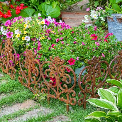 Sungmor Cast Iron Garden Edging, 11.8 Inches Tall 4 Pack Full Rusted - color: Full Rusted - 11.8inch Tall