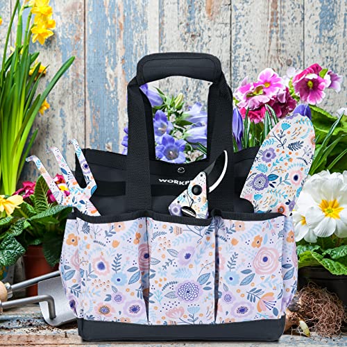 WORKPRO Garden Tool Bag, 9 Pockets Gardening Bag - color: Floral White