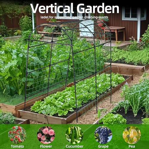 Garden Arch Arbor Trellis for Climbing Plants Outdoor, 7.8 ft - size: 82.6 x 70.6 x 43.3 in, Arch Arbor, Black