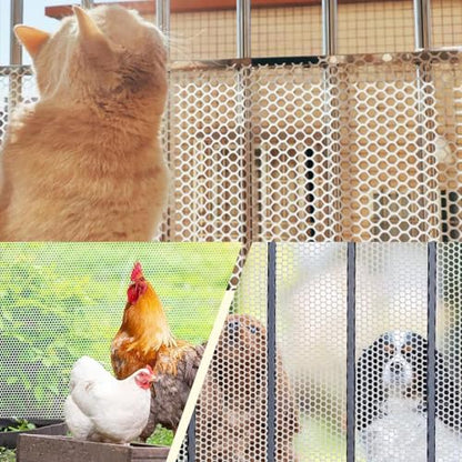 Plastic Wire Mesh Fence 16in x 10Ft Plastic Chicken Wire Mesh for Poultry, Dogs, Rabbit, Snake Barrier & Gardening Versatile Plastic Fencing (16in x 10Ft, White) - color: White, size: 16in x 10Ft