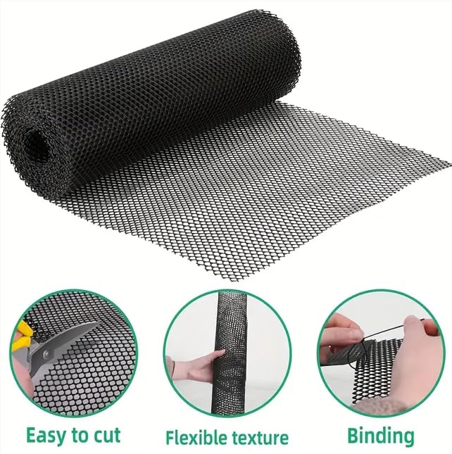 Plastic Chicken Wire Mesh - 16 in x 10 ft Black,Comes with 30 Twist Ties, Plastic Wire Mesh Fence for Dogs, Cats & Poultry - Garden Netting & Animal Barrier, Balcony Netting for Pets - WEYHDDTL - size: 16Inchx10Ft(0.3"Opening)