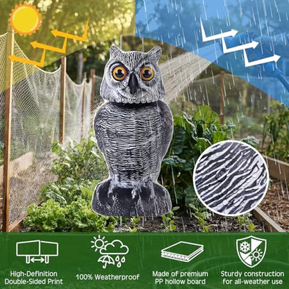 8 Pack Owl Decoys to Scare Birds Away, Fake Owls Scarecrow Yard Lawn Sign with Stakes Pest Repellent Bird Deterrents Waterproof Plastic Owls Decorations for Gardens Patio Outdoor(2 Pattern) - style: 2 Pattern