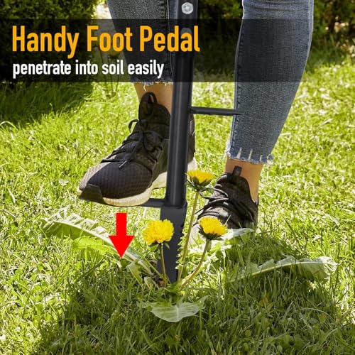 Colwelt Weed Remover Tool 39’’, Weed Puller Root Remover with Thick Steel Claw, Long Handled Weeding Tool with Easy Foot Ejector, Stand Up Garden Weeder Tool for Lawn Grass Dandelion Removal