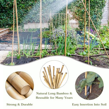 Plant Stakes 4FT, Natural Bamboo Stakes, 25Pcs Sturdy Bamboos Garden Stakes - size: 48 inches, 25 pack