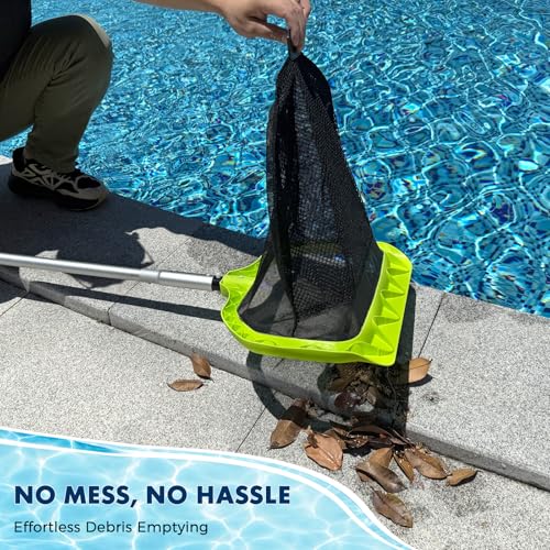 Sepetrel Pool Skimmer Net, Double-Layer Fine Mesh Leaf Rake, No Pole - size: Double-Layer Rake — No Pole