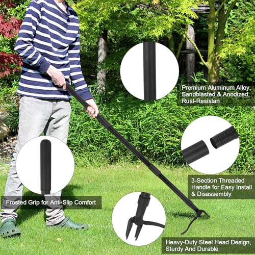 Weed Puller Tool - Stand Up Heavy Duty Weeding Tool with 47.8'' Long Handle, Foot Platform Design & 4-Claw Steel Head Design - Easily Remove Weeds Without Bending, Pulling, or Kneeling