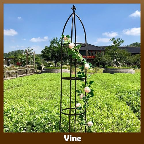 100% Metal Garden Obelisk Trellis Heavy Duty 6.3 ft Tall for Climbing Vines - color: Bronze, size: Large