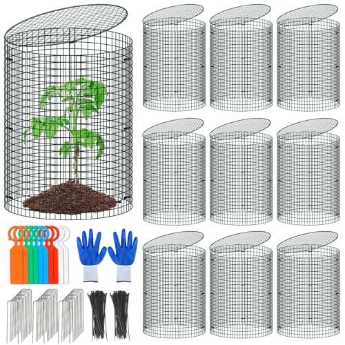 10 Pack Wire Plant Protector with Cover, 16"x12"
