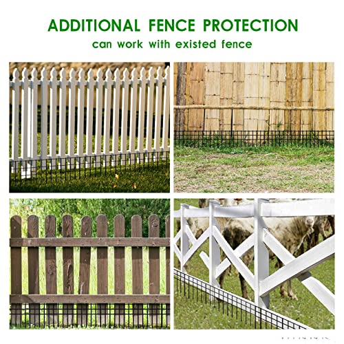 24x15-inch No Dig Animal Barrier Fence, 10 Pack Black Dig Protective Fence with 1.5 inch Spike spacing, Dog/Rabbit/Groundhog Underground Defence, for Outdoor Garden Patio - size: 10 pack 24x15-inch black