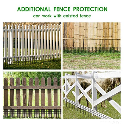 24x15-inch No Dig Animal Barrier Fence, 10 Pack Black Dig Protective Fence with 1.5 inch Spike spacing, Dog/Rabbit/Groundhog Underground Defence, for Outdoor Garden Patio - size: 10 pack 24x15-inch black