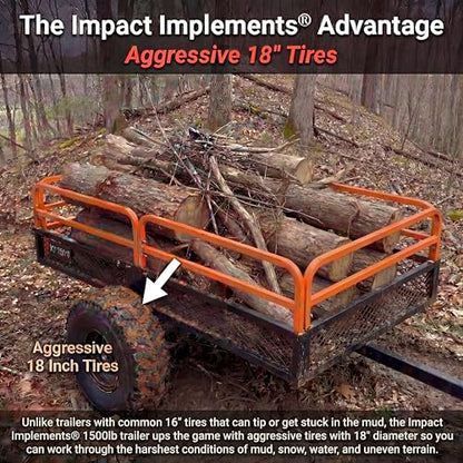 Impact Implements® 1500lb ATV/UTV/Tractor Cargo Trailer with Steel Floor - size: 1500lb Steel Floor