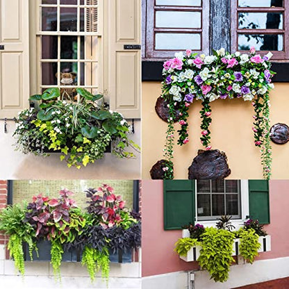 Flower Window Box Bracket Adjustable Planter Box Bracket 4 Pack,Heavy Duty Wall Mount Flower Box Holder for Planter Box Depth (Front to Back) 6 to 12 Inches, Black