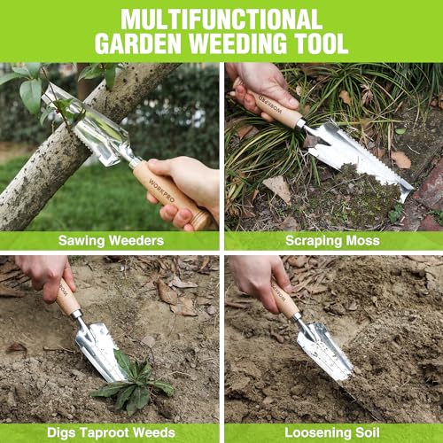 WORKPRO Garden Trowel with Wood Handle, Stainless Steel Narrow Hand Shovel