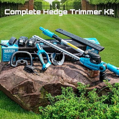 SEESII 2-in-1 Pole & Cordless Hedge Trimmer, 20" Electric Bush Trimmer 20V - color: Sky Blue