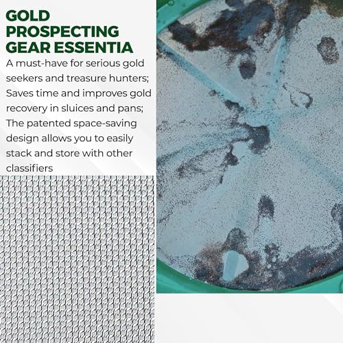 SE 13.25 Inch Wide Stackable Classifier Gold Prospecting Pan - 1/70 Inch Stainless Steel Mesh Sifting Pan, Green - size: 1/70 inch, style: Pans