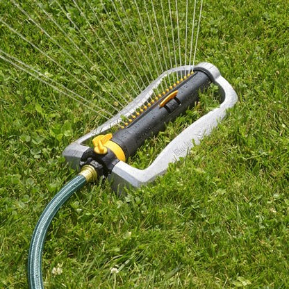 Melnor 65154AMZ XT Turbo Oscillating Sprinkler,Metal Base,4,500 sq. ft.,Quick Connect Bundle,3-Way Adjustable,Black,Yellow,(Pack of 12) - size: 3-Way Adjustable, style: Metal Base (Pack of 12)