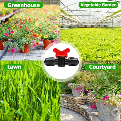 13 Pcs 1/2 Inch Drip Irrigation Shut Off Valves, Drip Line Lock Nut Barbed Switch Valve Connectors For 1/2 Inch Drip Tubing (0.60"-0.65" OD) Garden System Anti-drop Water Flow Control Parts - size: 1/2 inch Valve