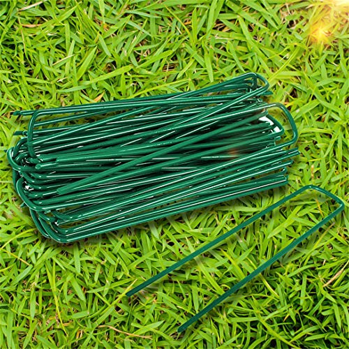 Yeasing Garden Pegs Pins Ground Stakes Staples Spikes U Shaped Landscape Securing Nail Pin Lawn Fabric Netting Matting 6Inch 20PCS - size: 6 inch