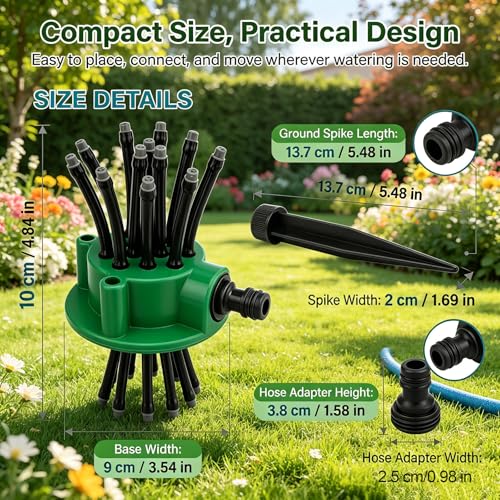 360° Automatic Garden Sprinkler, Multi-Head Lawn Watering Sprayer for Roof Cooling, Garden Irrigation Tool