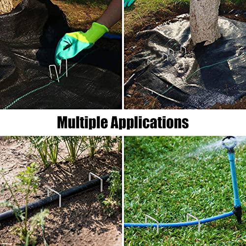6-Inch Galvanized Landscape Staples, U-Shaped Garden Landscape Pins, Weed Barrier Stakes with Plastic Fixing Caps, for Securing Fences, Outdoor Wires Cords Tents Tarps (20 pcs) - size: 20Pcs