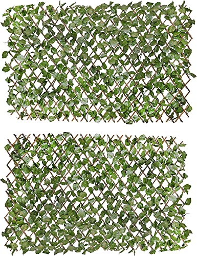 Verseo Artificial Ivy Privacy Fencing System, Faux Ivy Vine & Willow Branch Lattice, Adjustable Ivy Wall Privacy Screen, Expandable Horizontal or Vertical up to 96" (Set of 2, for 192" of Coverage) - size: 2 Pieces