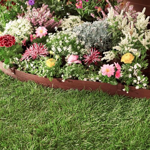 Amazon Basics Flexible Landscape Edging Coil for Garden Border, Flower Beds, Lawn and Pathways, 5 inch x 40ft, Brown, 10 Stakes - size: 5"
