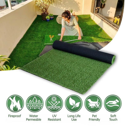 0.8 Inch Grass Height Artificial Grass 3FT x 20FT Customizable Flame Retardant UV Resistant Synthetic Grass Green Fake Turf Carpet - size: 3FT×20FT