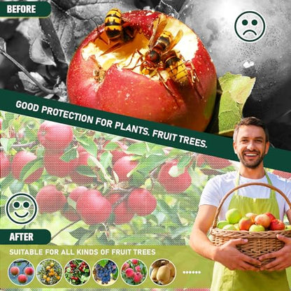 KEOHOLI 12x12 FT Large Fruit Tree Netting Bags with Zipper and Drawstring, Insect Bird Barrier Netting Plant Covers for Fruit Vegetable Trees, Bushes,Flower in Garden (12 * 12ft, 1Pack) - size: 12*12ft (1Pack, White)