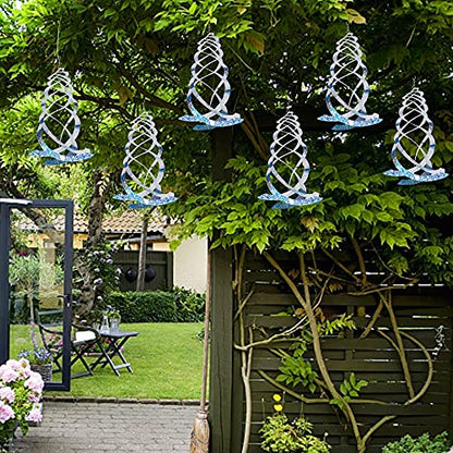 Hausse 6 Pack Bird Repellent Spiral Reflectors Silver Mylar Spinner, Hanging Reflective Bird Deterrent Device, Garden Decorative Scare Birds Away, Like Woodpeckers, Pigeons and Geese - size: 9.8 Inch, Silver