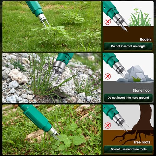 Electric Weed Puller Tool, 21V Battery Powered Stand Up Weed Remover with 6000mAh Batteries, Heavy Duty 3-Claw Steel Root Weeder, Weed Picker Grabber Popper for Dandelion Lawn Garden Yard