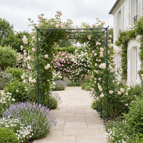 Garvee Metal Garden Arch Trellis for Climbing Plants Outdoor - color: Black-79"L*59"W*78"H