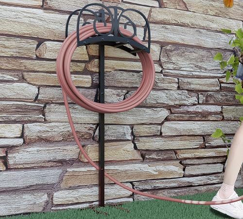Garden Hose Holder Stand with 4 Spikes, Heavy Duty, Holds 150ft