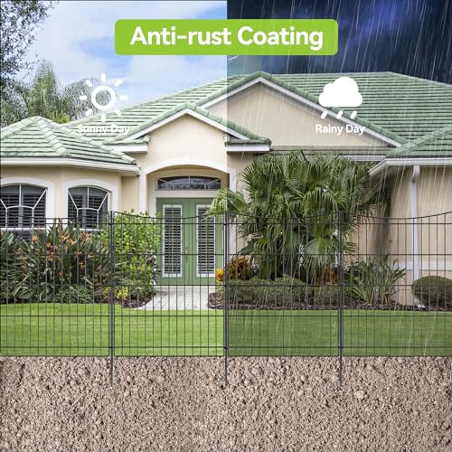 INJOPEXI Decorative Garden Fence 6 Panels 11.8ft(L)×30in(H) Garden Fences Outdoor with 6 Panels Rustproof Metal Wire No Dig Temporary Animal Barrier Fencing for Backyard Patio - Without Fence Gate - size: 6 Panels 11.8ft(L)-30"(H) - Without Gate